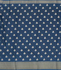 Navy Blue Printed Synthetic Dola Silk Saree With Motifs & Zari Stripes-SY0454