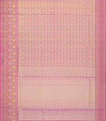 Dark Peach Handloom Kanchipuram Tissue Silk Saree With Floral Motifs-KA13514