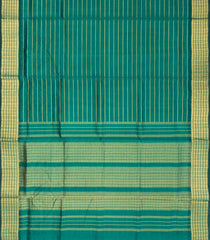 Dark Green Handloom Silk Cotton Saree With Beldari Stripes-SC3717