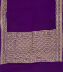 Purple Handwoven Banarasi Khadi Georgette Silk Saree With Zari Border-BE1728