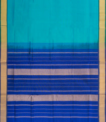 Turquoise Handloom Silk Cotton Saree With Contrast Border-SC4460