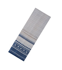 White Woven Tussar Silk Saree With Printed Chevron Motifs-TU3222