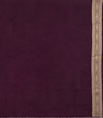 Dark Maroon Woven Synthetic Satin Saree With Floral Zari Motifs-BL4857
