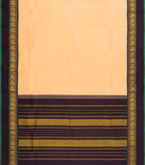 Light Peach Handloom Korvai Kanchipuram Silk Saree With Black Border-KA14849