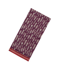 Burugndy Printed Tussar Silk Saree With Floral Motifs-TU3625