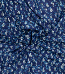 Indigo Printed Jaipur Cotton Saree With Tie & Dye Motifs-JC1851