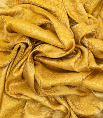 Mustard Mysore Crepe Silk Saree With Floral Vine Motifs-MS3098