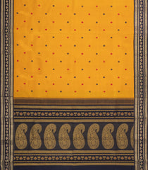 Mustard Handloom Korvai Kanchipuram Silk Saree With Meena Buttas-KA14788