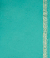 Turquoise Woven Synthetic Crepe Saree With Floral Vine Motifs-BL4850