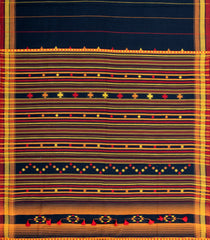 Midnight Blue Handloom Chanderi Cotton Saree With Bhujodi Pallu-CC1360