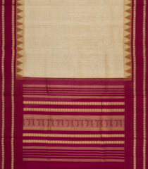 Sandal Handloom Korvai Silk Cotton Saree With Crimson Border-SC4426