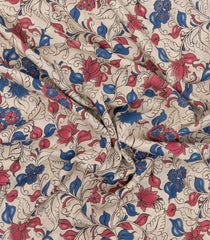 Taupe Printed Kalamkari Cotton Saree With Zari Border-KAL1212