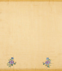 Sandal Woven Linen Saree With Embroidered Tree Motifs-LI0754