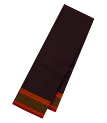 Dark Brown Handloom Kanchipuram Silk Saree With Thread Work Border-KA15148