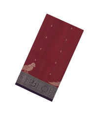 Maroon Handloom Soft Silk Saree With Zari Buttas & Contrast Border-SO4789