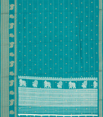 Turquoise Printed Art Dola Silk Saree With Stripes & Printed Pallu-BL5763