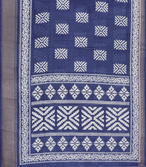 Steel Blue Printed Synthetic Dola Silk Saree With Zari Border-BL5035