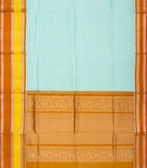 Turquoise Handloom Chirala Silk Cotton Saree With Stripes