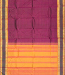 Dark Magenta Handloom Kanchipuram Silk Saree With Checks & Contrast Border-KA13265