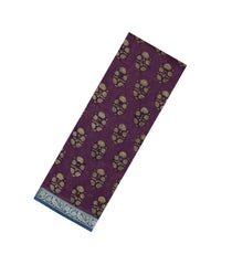 Burgundy Printed Chanderi Cotton Saree With Zari Border-CC1602