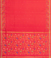 Red Handloom Uppada Silk Saree With Meena Floral Motifs-UP0430