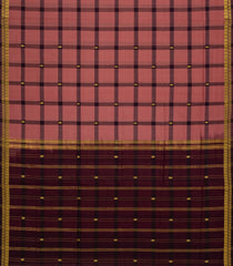 Peach Woven Kadapa Cotton Saree With Checks & Buttas-KN0652