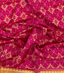 Pink Handloom Rajkot Patola Ikat Silk Saree With Tie & Dye Motifs-IK0503