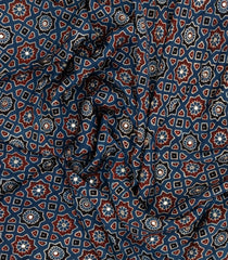 Indigo Printed Modal Silk Saree With Embroidered Motifs-PS0746