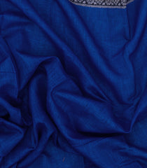 Blue Printed Synthetic Linen Saree With Zari border-BL5155