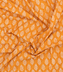 Orange Printed Jaipur Cotton Saree With Floral Motifs-JC1608
