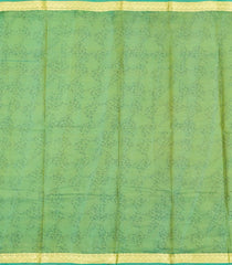 Green Printed Silk Saree With Floral Motifs & Zari Border-PS0692