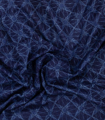 Indigo Printed Chanderi Cotton Saree With Abstract Motifs-CC1779