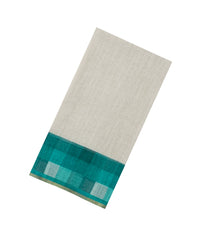 Off White Printed Synthetic Linen Saree With Contrast Checked Border-SY0602