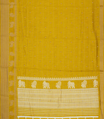 Mustard Printed Art Dola Silk Saree With Stripes & Printed Pallu-BL5764