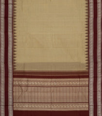 Beige Handloom Kanchi Cotton Saree With Contrast Silk Border-KC1797