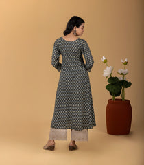 Printed Dark Grey Kurta-KR0846