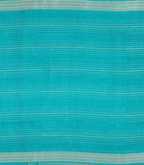 Turquoise Printed Synthetic Dola Silk Saree With Zari Stripes & Border-SY0386
