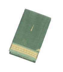 Shadow Green Handloom Kanchi Cotton Saree With Jasmine Bud Buttas