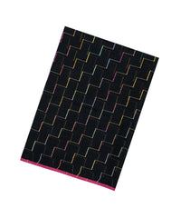 Black Woven Linen Saree With Chevron Stripes-LI0715