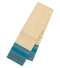 Cream Handloom Korvai Kanchipuram Silk Saree With Silk Stripes-KA16564