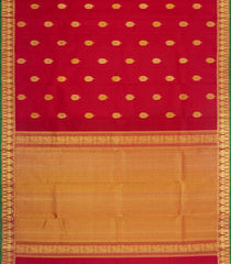 Red Handloom Kanchipuram Silk Saree With Buttas & Zari Border-KA16320