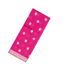 Hot Pink Woven Dupion Silk Saree With Floral Buttas-DS0526