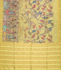 Cardamom Green Woven Art Chanderi Saree With Printed Lord Krishna Motifs-BL4522