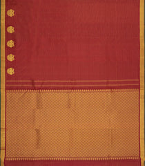 Crimson Handloom Kanchipuram Silk Saree With Zari Stripes & Buttas-KA15738