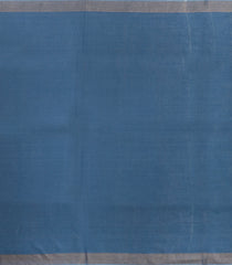Taupe Handloom Tussar Silk Saree With Blue Printed Motifs-TU3438