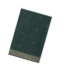 Bottle Green Printed Tussar Silk Saree With Floral Motifs-TU3595