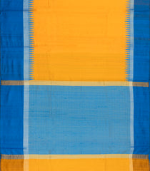 Yellow Woven Dupion Silk Saree With Contrast Temple Border-DS0645