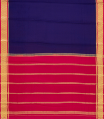 Dark Blue Woven Mysore Crepe 9 Yards Silk Saree With Contrast Border-MS3200