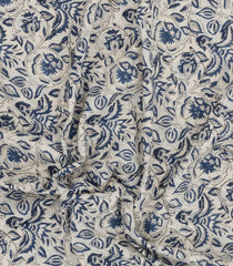 Taupe Printed Jaipur Cotton Saree With Floral Motifs-JC1638