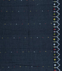 Black Handloom Bengal Cotton Saree With Checks-BG1912